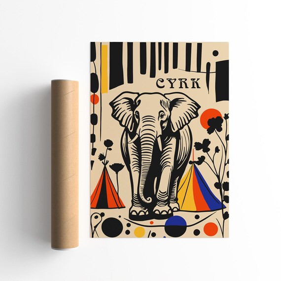 Vintage CYRK Elephant Circus Carnival Retro Illustration Poster