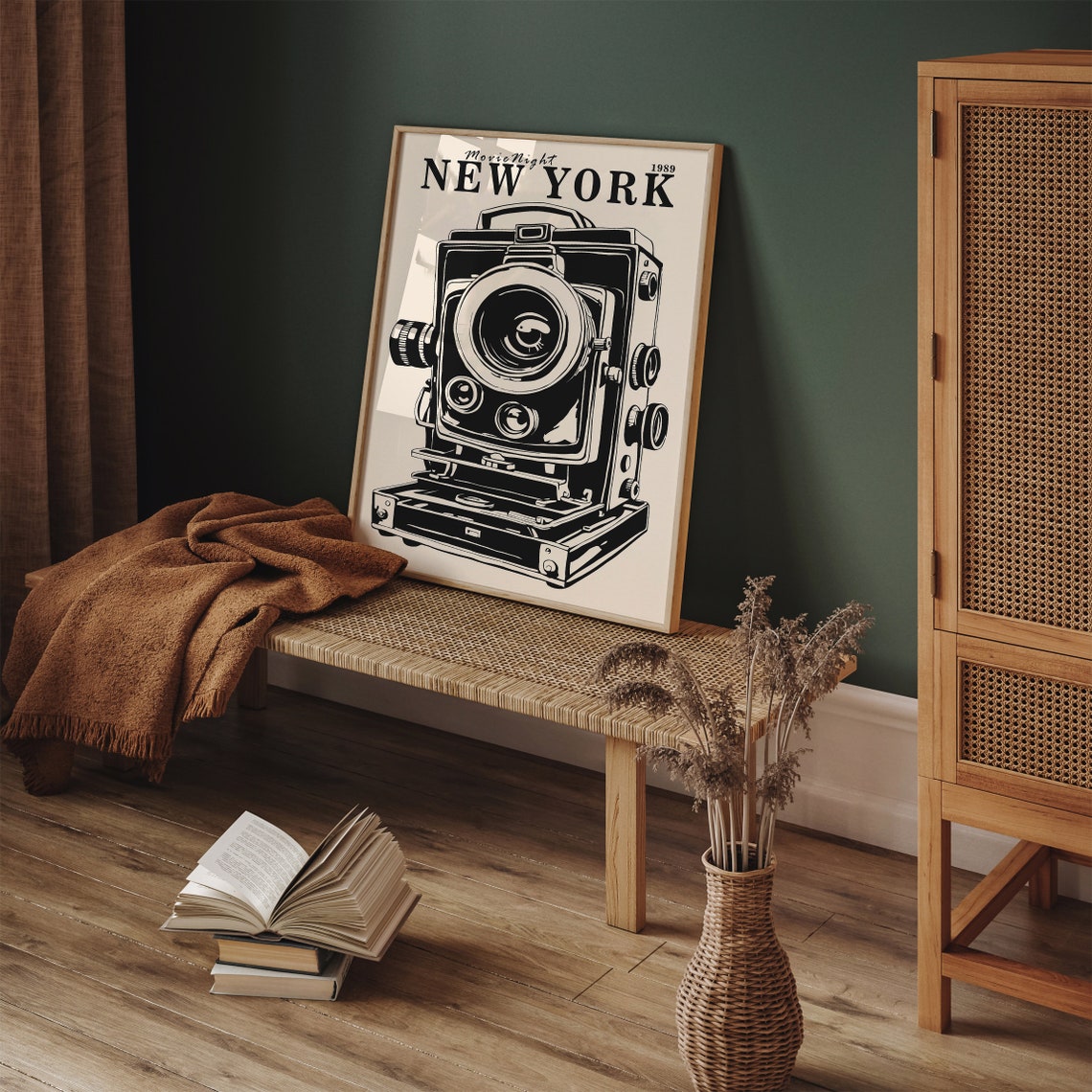 Movie Night New York 1989 Vintage Camera Cinema Decor Poster - Image 3