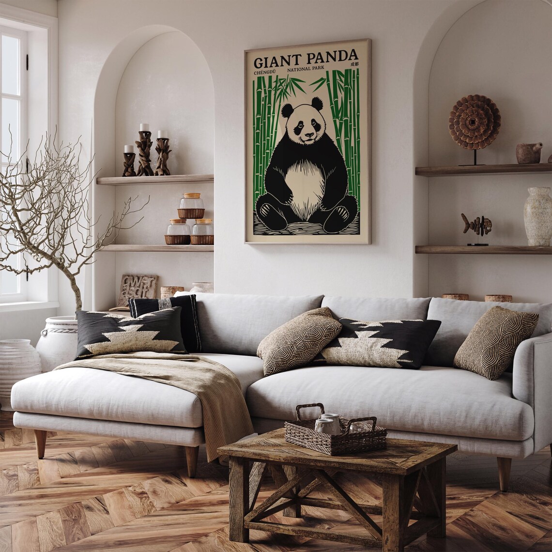 Giant Panda Chengdu National Park Cream Bamboo Portrait Travel Poster - Image 3