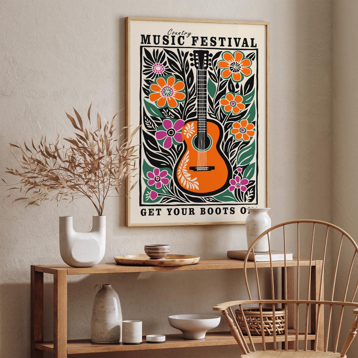 Country Music Art Print Vintage Music Poster Western Poster Nashville Floral Poster Farmhouse Decor Country Music Fan Cowboy Wall Art - Image 3