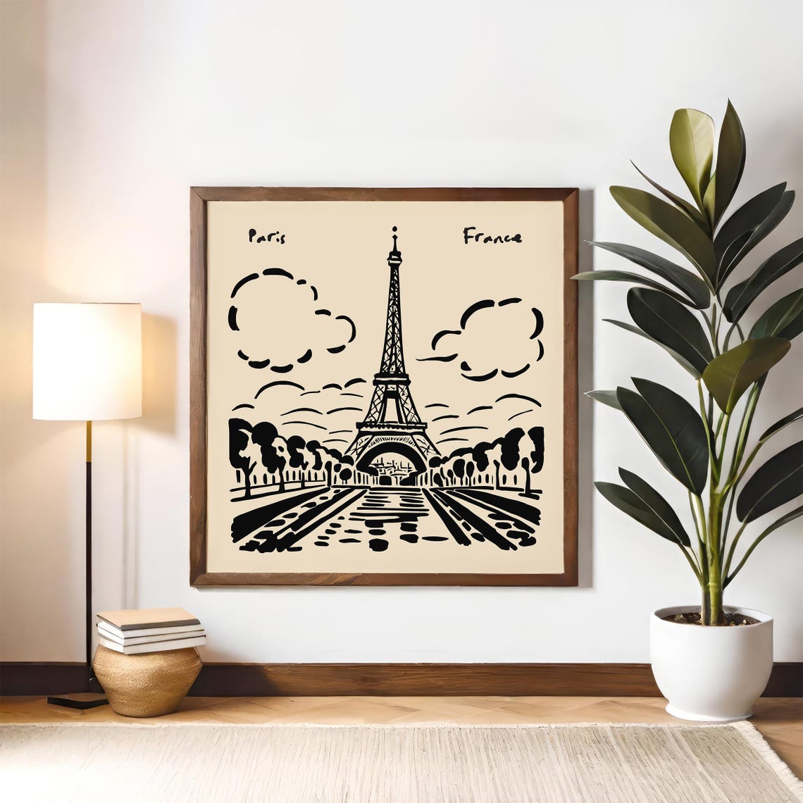 Paris Eiffel Tower Black Ink Sketch French Landmark Art Poster - Image 6