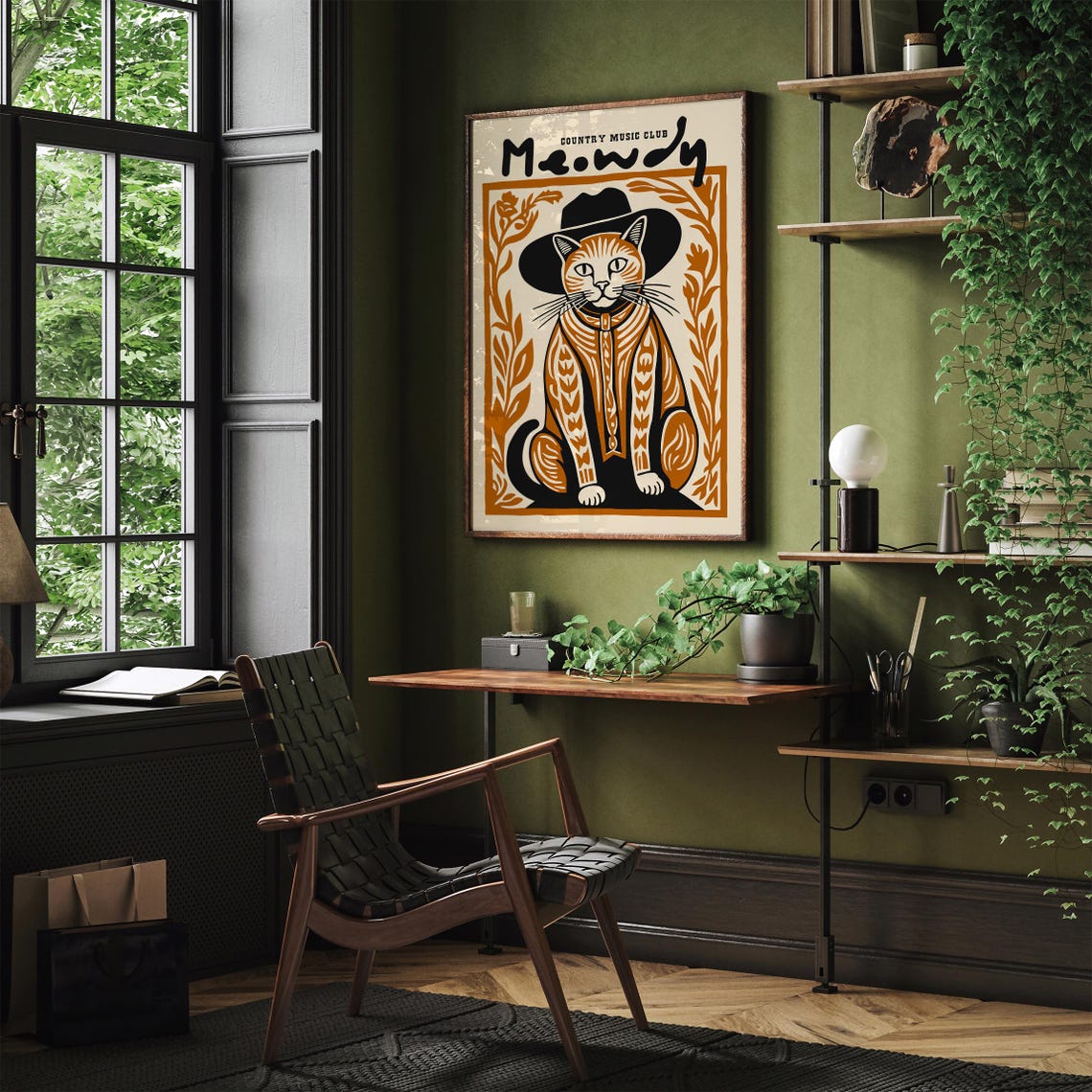 Meowdy Country Music Club Orange Cat in Cowboy Hat Funny Poster - Image 5