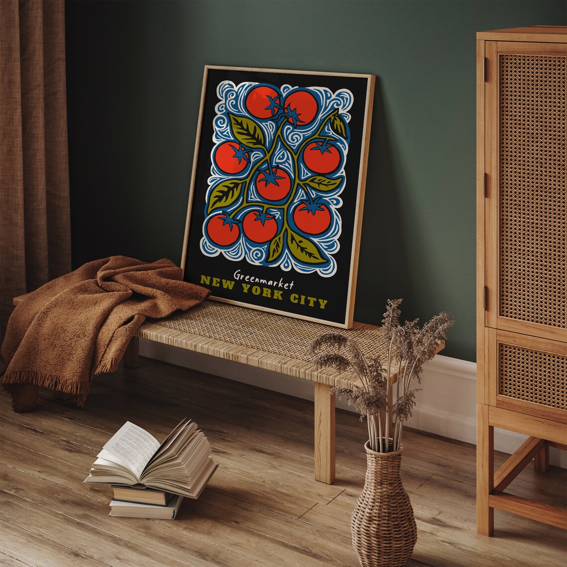 New York City Greenmarket Tomato Linocut Farmers Market Poster - Image 4