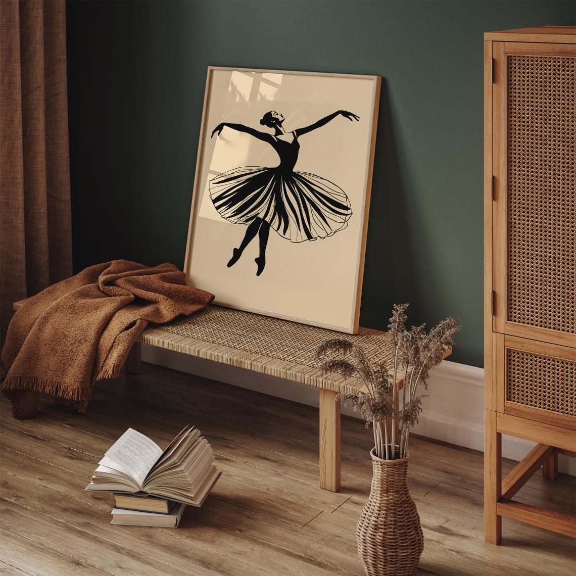 Elegant Black Ballerina Silhouette in Tutu Dance Leap Poster - Image 5
