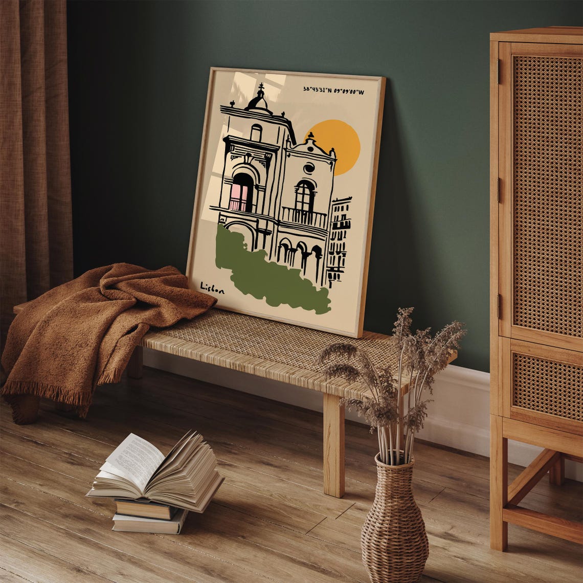 Lisbon Travel Poster Romantic Honeymoon Gift Portugal Wall Art Vintage Travel Print Scenic Europe Art Wanderlust Wall Art Airbnb Decor - Image 2