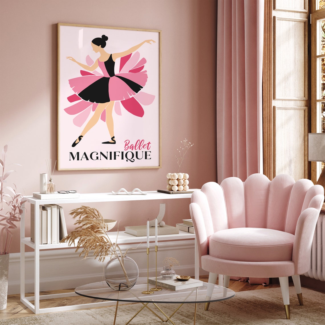 Delightful Ballet Magnifique Pink and Black Tutu Dancer Poster - Image 2