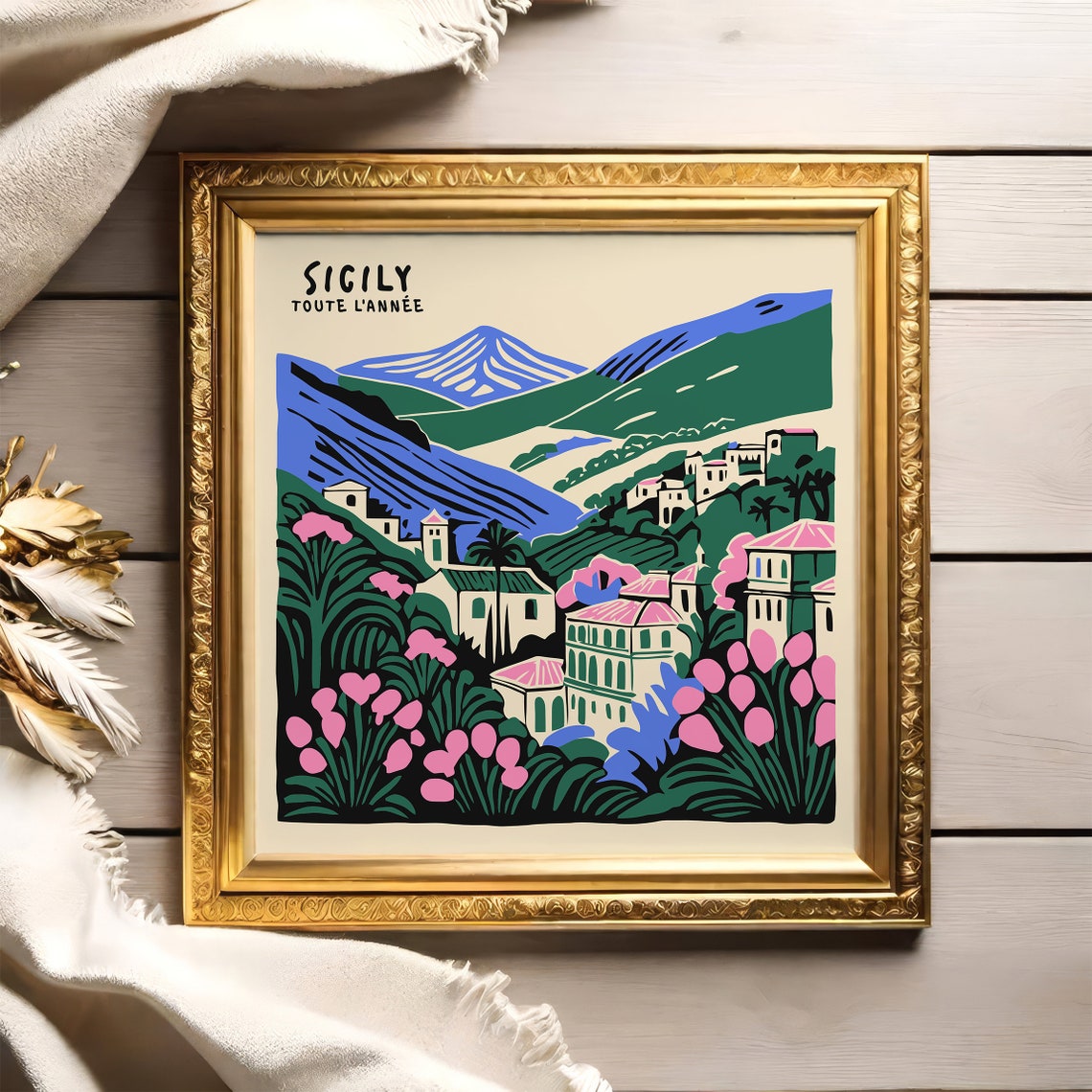 Sicily Toute l'Année Mount Etna Village View Retro Travel Poster - Image 2