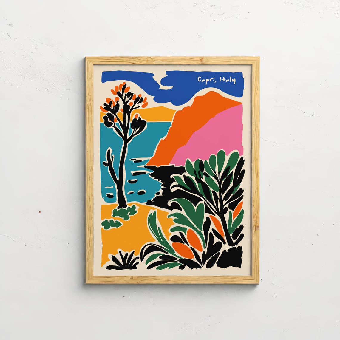Capri Italy Colorful Coastal Cliffs Bold Abstract Travel Poster