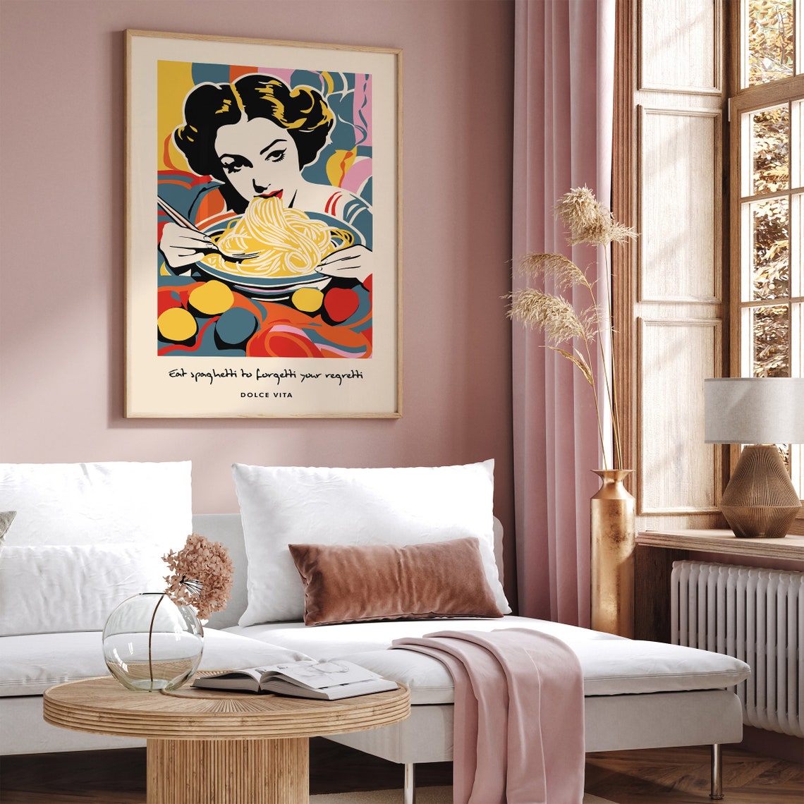 Eat Spaghetti To Forgetti Your Regretti Pop Art Kitchen Poster - Image 5