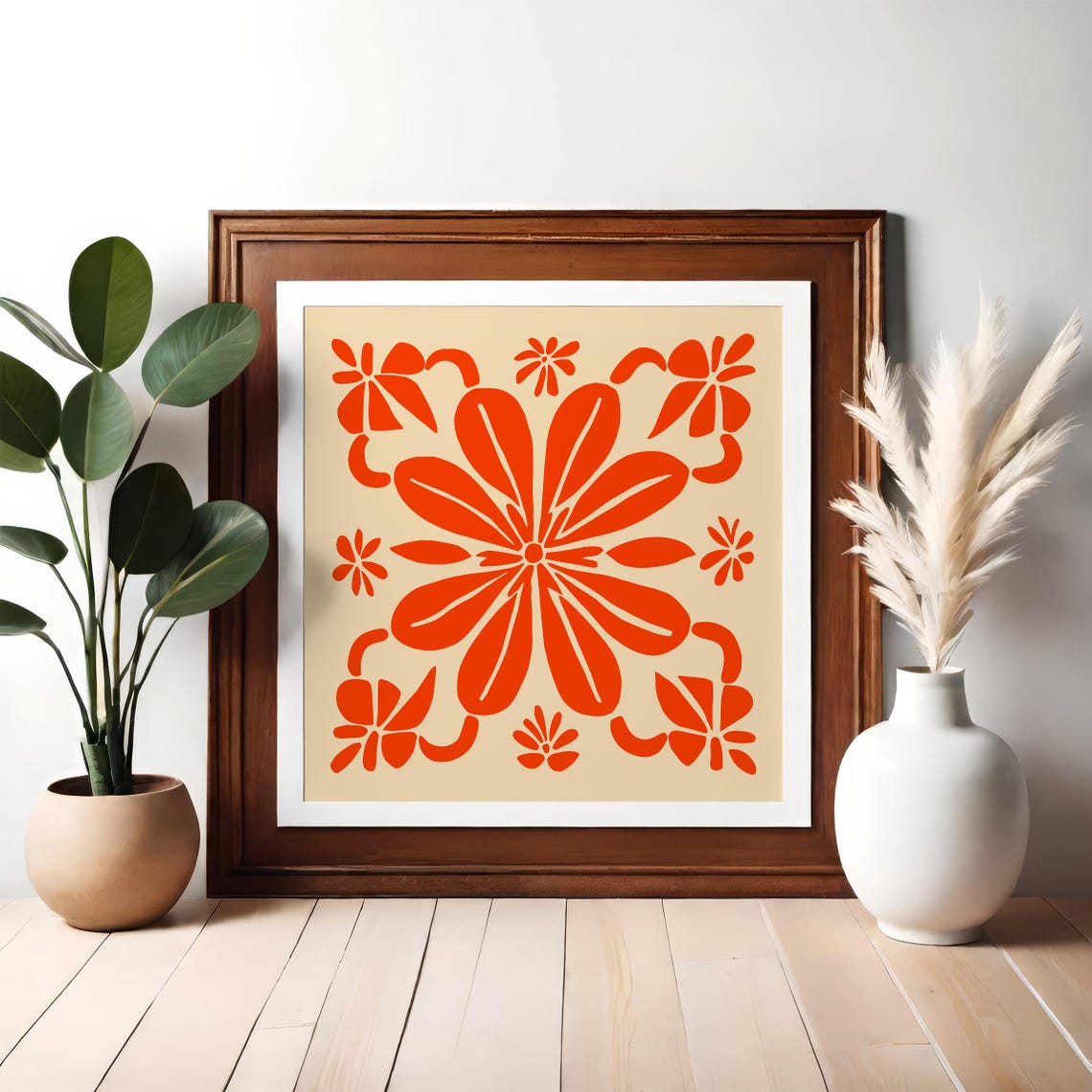Matisse Style Red Floral Cutouts Modern Botanical Art Poster - Image 5