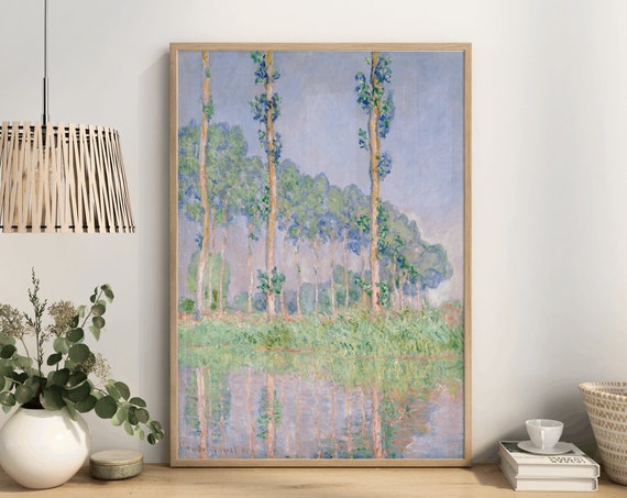 Claude Monet Poplars Pink Effect Vintage Art Print