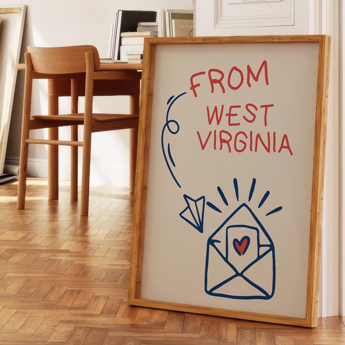 From West Virginia Love Letter Envelope Hand Drawn State Art Poster