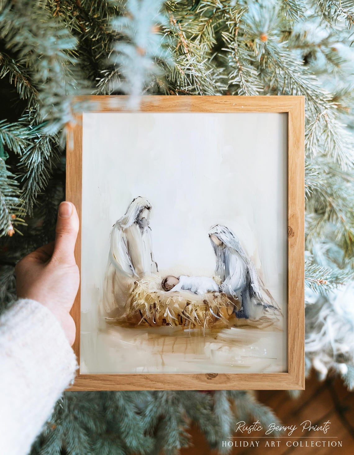 Minimalist Nativity Scene Joseph Mary Baby Jesus Christian Art Poster