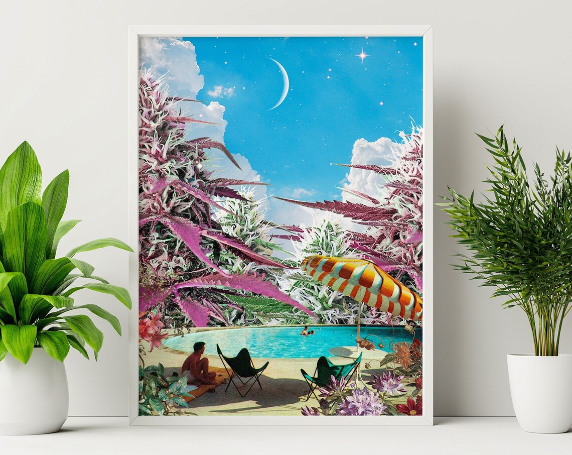 Trippy Land Retro Space Art Print