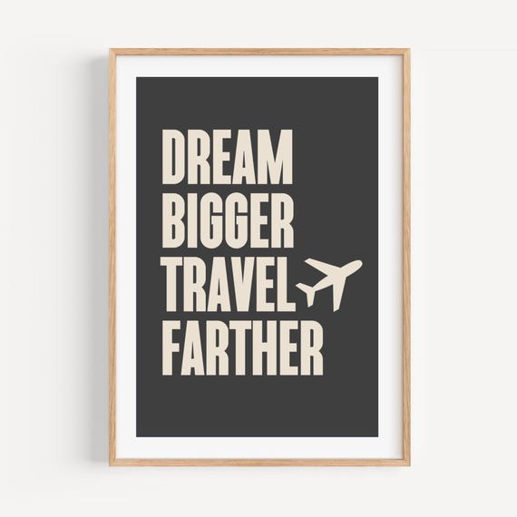 Dream Bigger Print Bold Black Typography Poster Minimalistic Scandi Style Wall Art Motivational Decor For Modern Gallery Walls