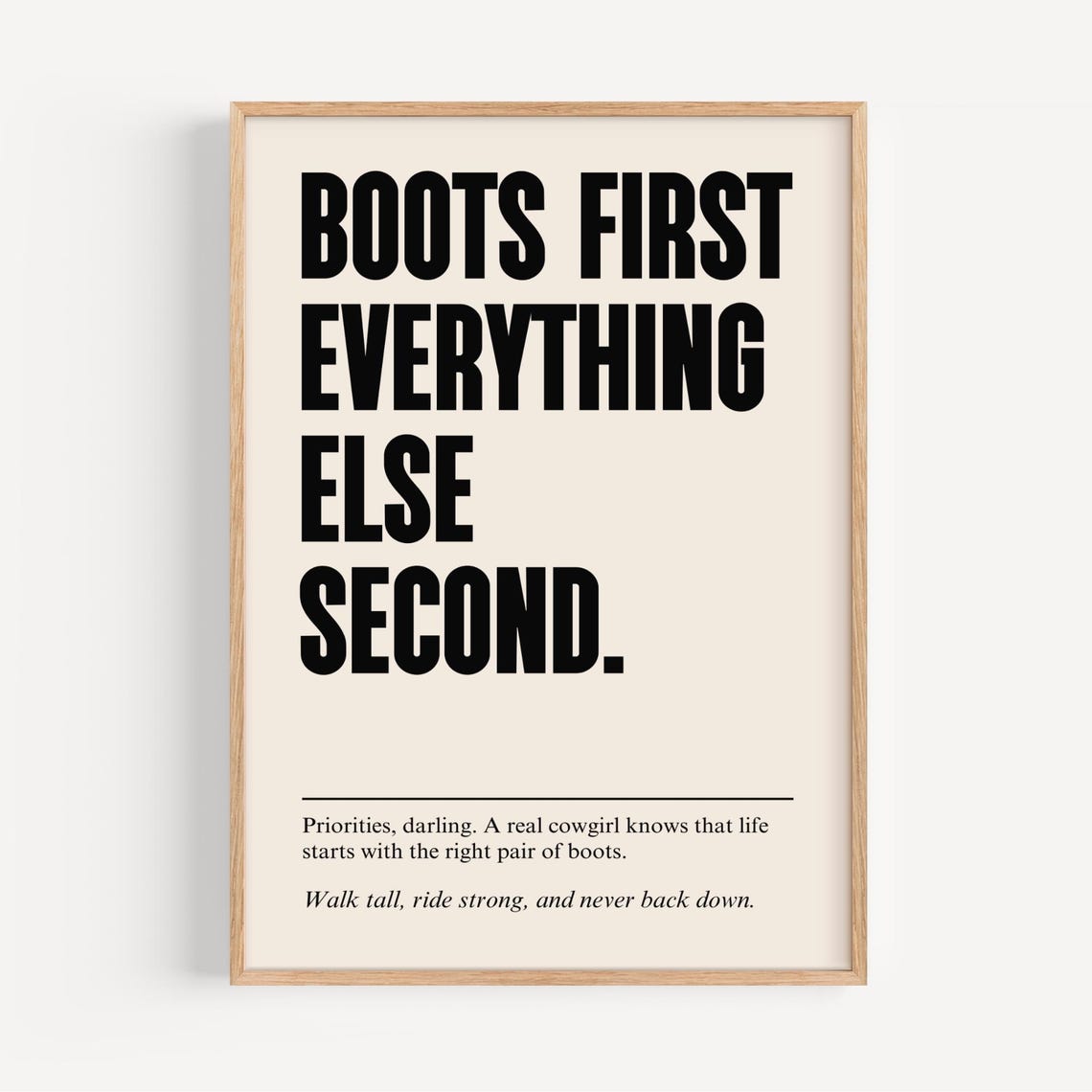 Modern Cowgirl Poster Boots First Bold Western Decor Print Strong Woman Art
