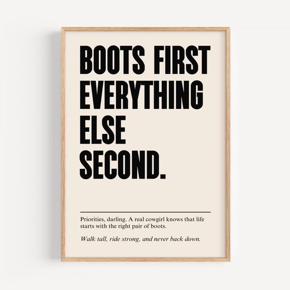 Modern Cowgirl Poster Boots First Bold Western Decor Print Strong Woman Art