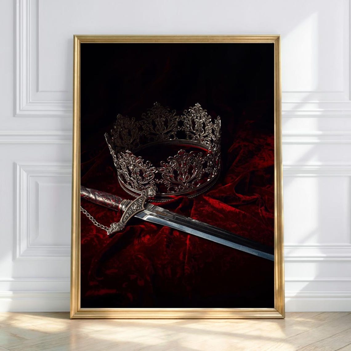 Crown Of Shadows Gothic Sword Art Dark Fantasy Castle Wall Print