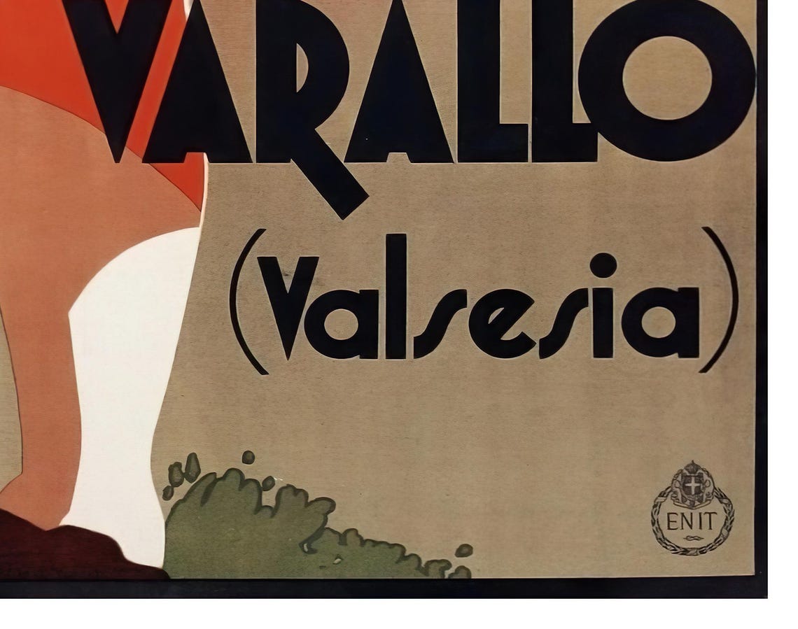 Varallo Valsesia Italy Folk Dancer Flowers Vintage Travel Poster - Image 2
