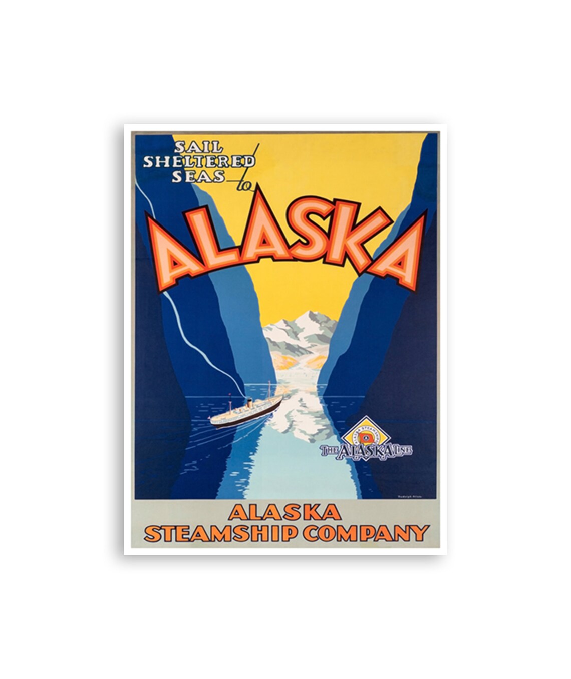 Sail To Alaska Poster Alaska Steamship Company Fjord Glacier Art