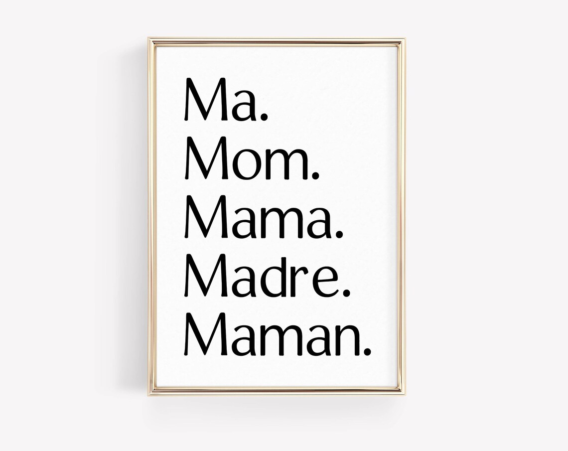 Ma Mom Mama Madre Maman Mothers Day Typography White Gift Poster