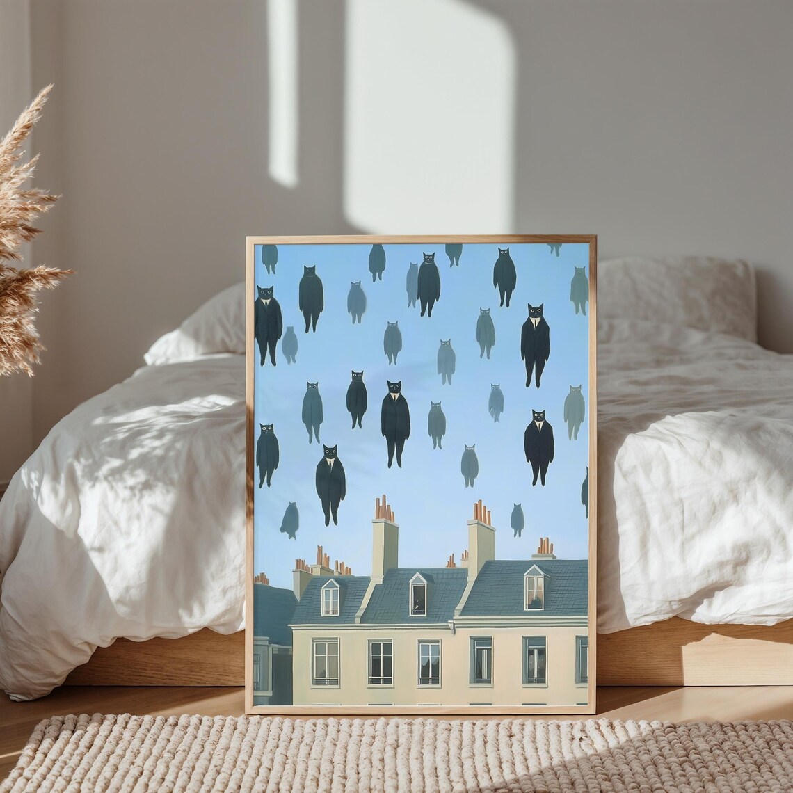 Black Cat Floating, Magritte-Inspired Cat Portrait - Image 4