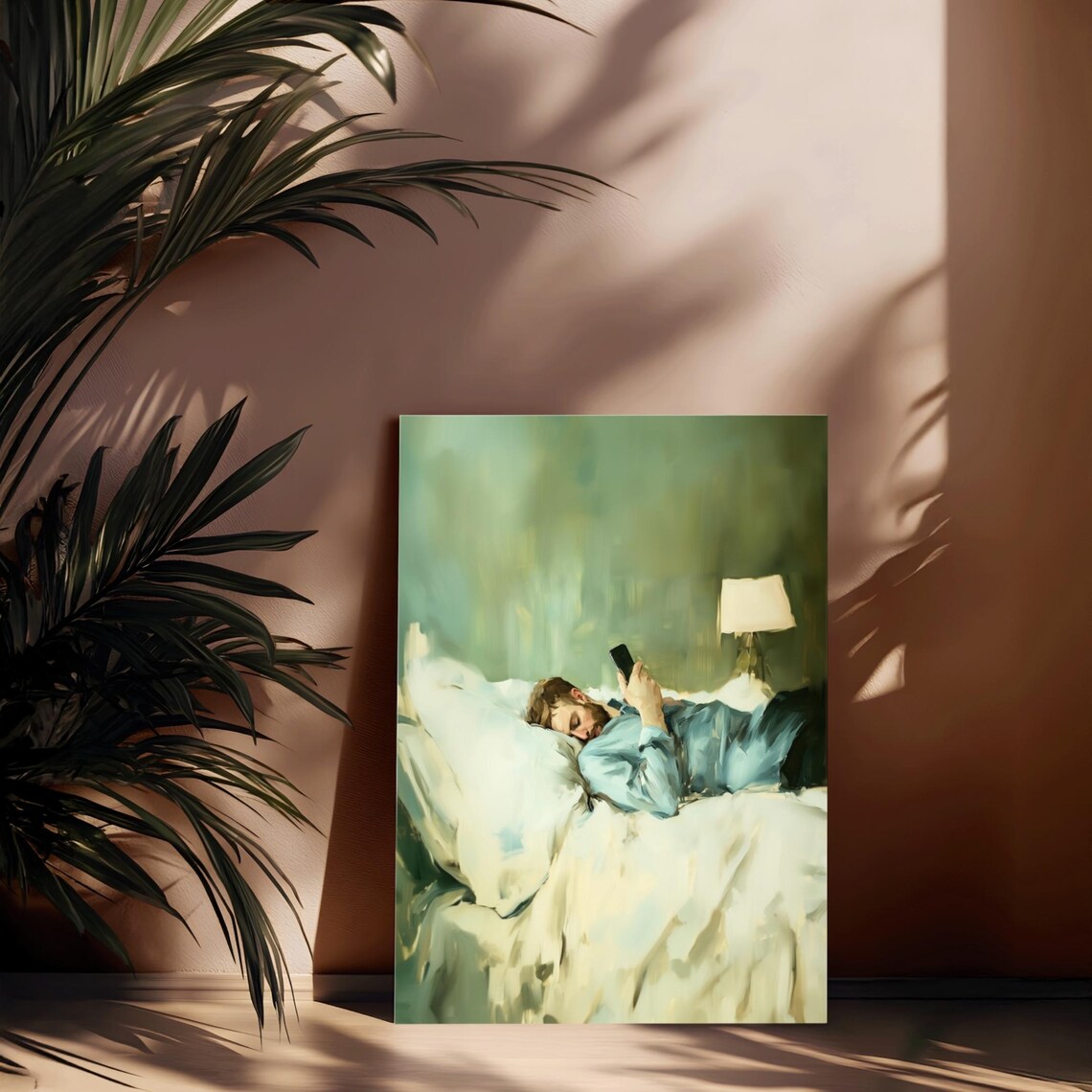 Man Sleeping Portrait, Abstract Vintage Decor - Image 3