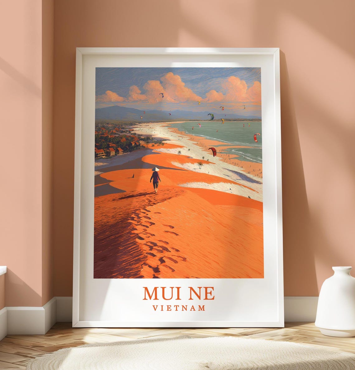 Mui Ne Vietnam Red Sand Dunes Kitesurfing Beach Travel Poster