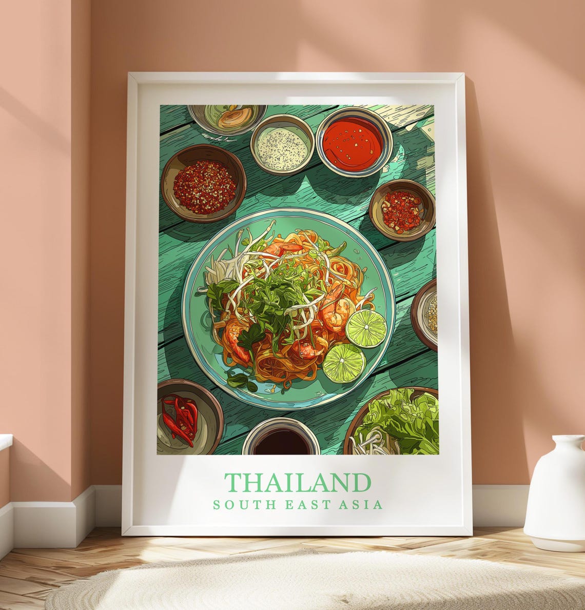 Pad Thai Dish Thailand Travel Poster