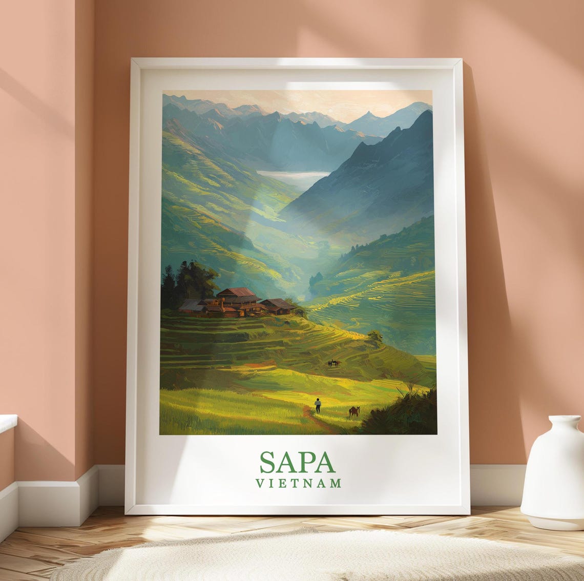 Sapa Vietnam Travel Poster, Modern Boho