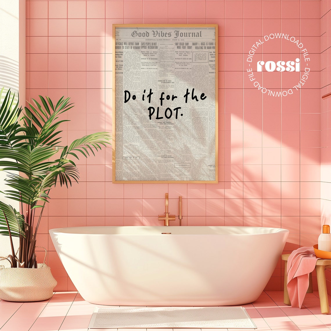 Do It For The Plot Trendy Typography Wall Art Retro Newspaper Print Monochrome Poster Funny Poster Girl Bedroom Print - Image 2