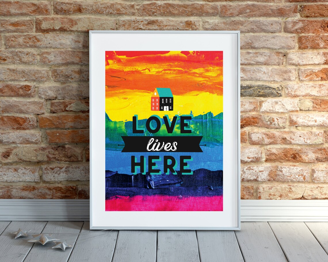 Love Lives Here Home Decor, Rainbow Art Print - Image 4