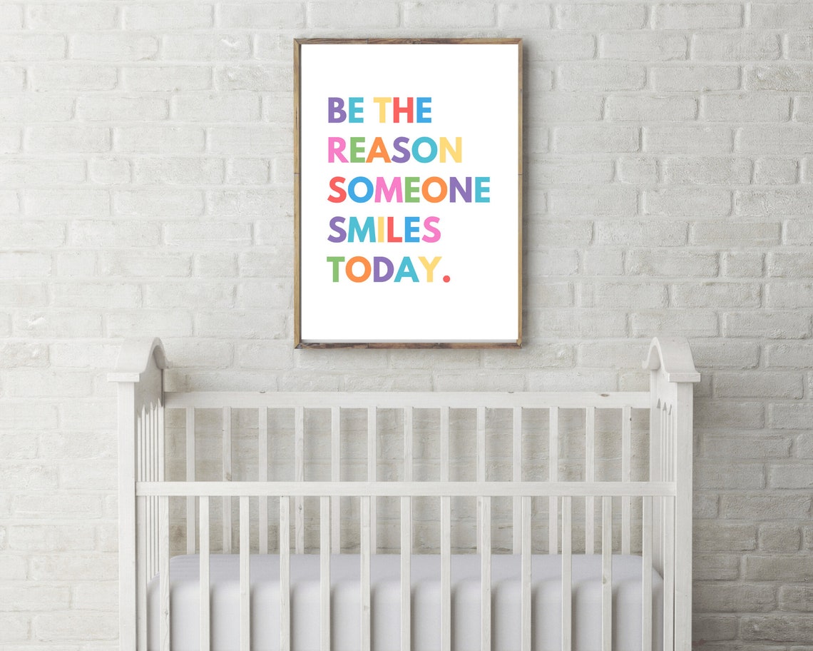 Be The Reason Someone Smiles Today Rainbow Quote Inspirational Poster - Image 5