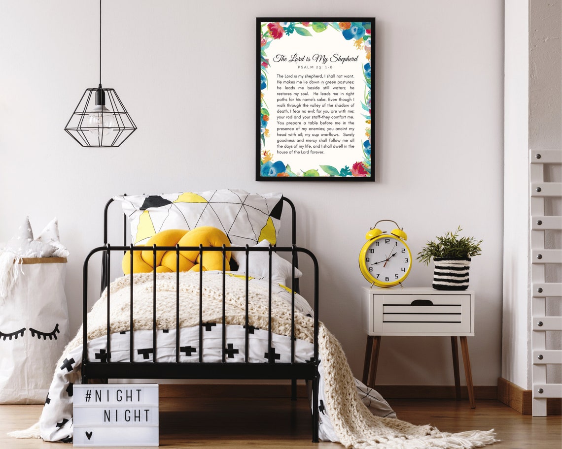 Psalm 23 Wall Art The Lord Is My Shepherd Print Religious Quote Bible Verse Poster Instant - Image 2