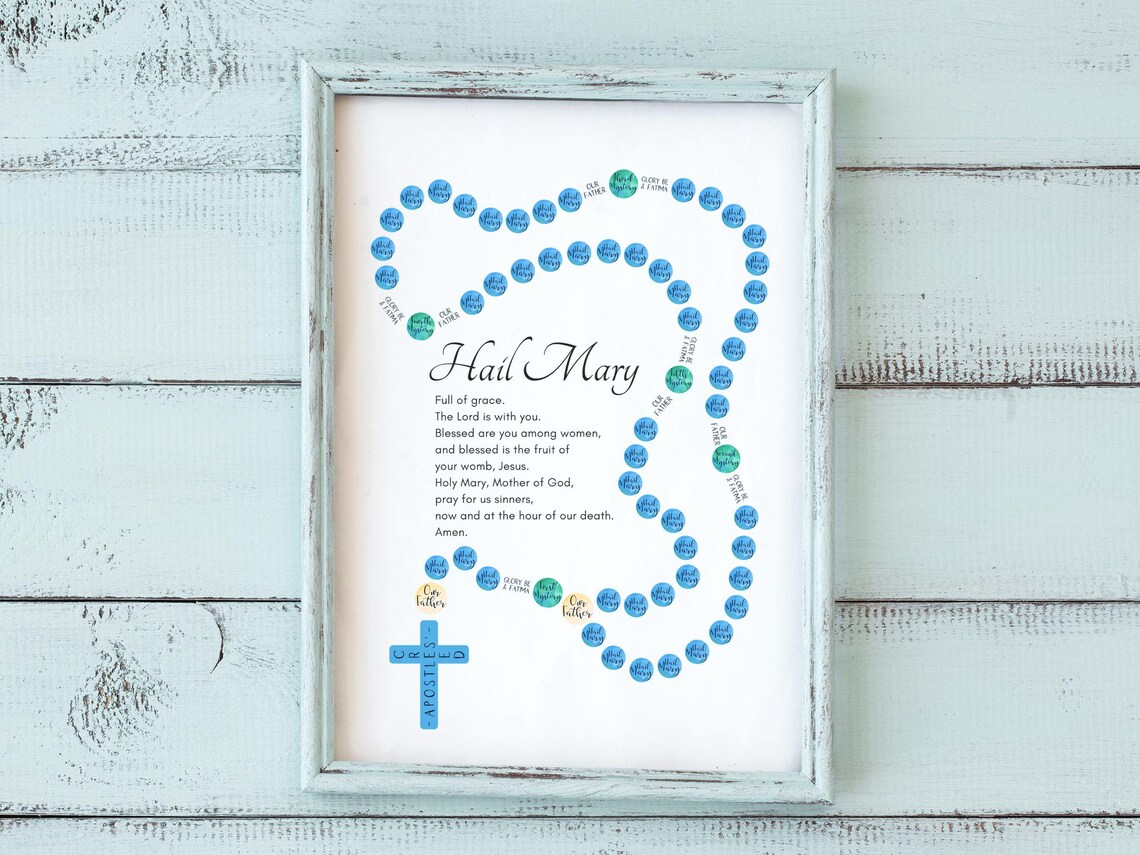 Hail Mary Rosary Beads Religious Wall Art - Image 3