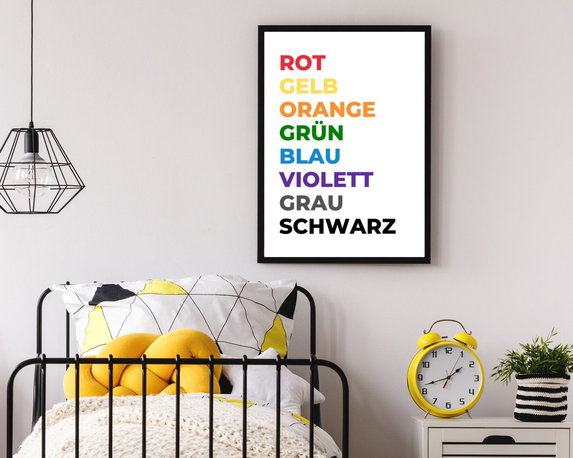 Colors In German Educational Print Rot Gelb Orange Grun Blau Poster - Image 3