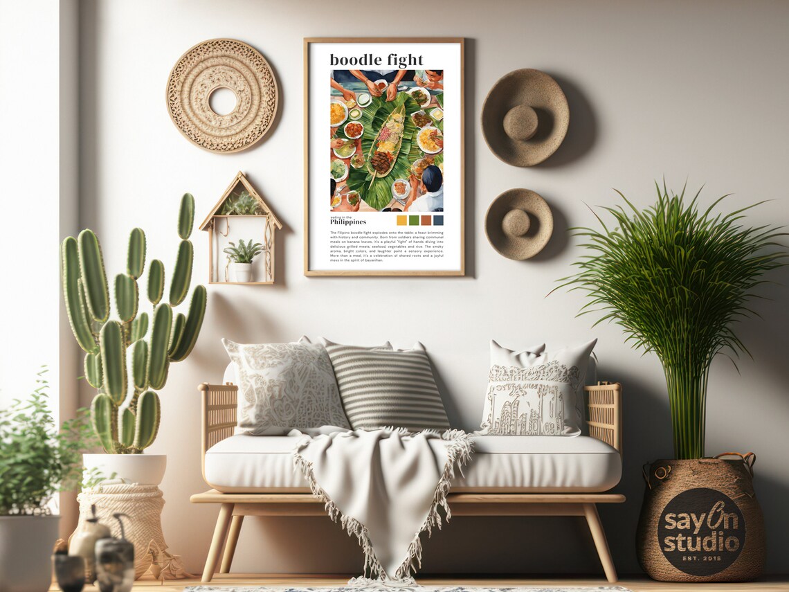 Watercolor Boodle Fight Kamayan Filipino Food Art Print - Image 3