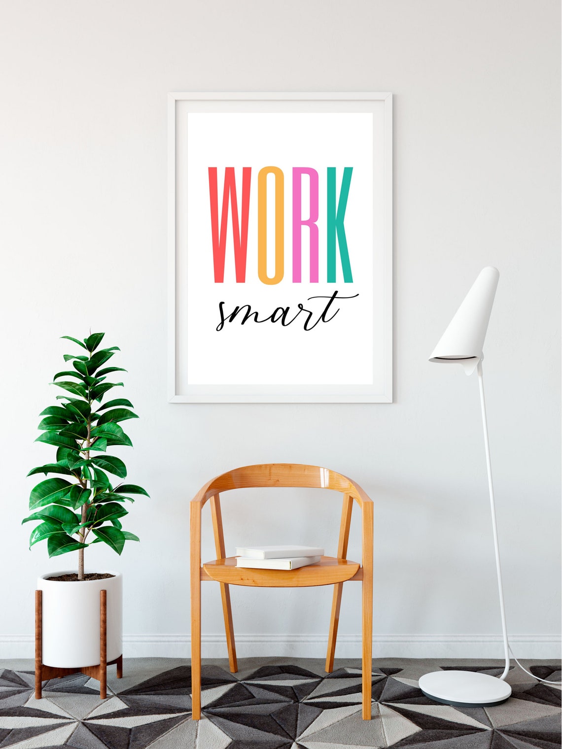 Work Smart Colorful Bold Letters Home Office Motivational Poster - Image 3