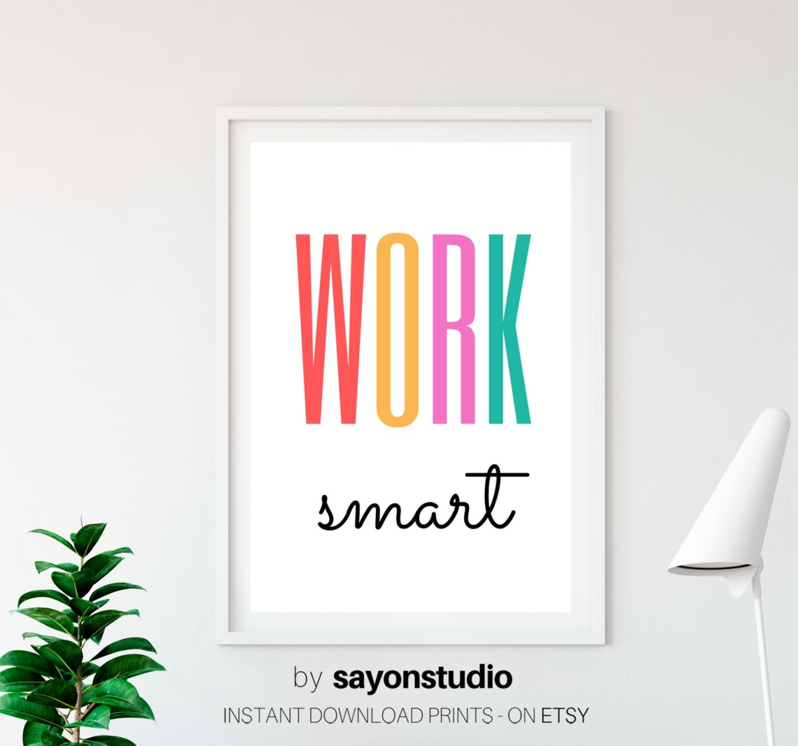 Work Smart Colorful Bold Typography Motivational Office Wall Poster - Image 3