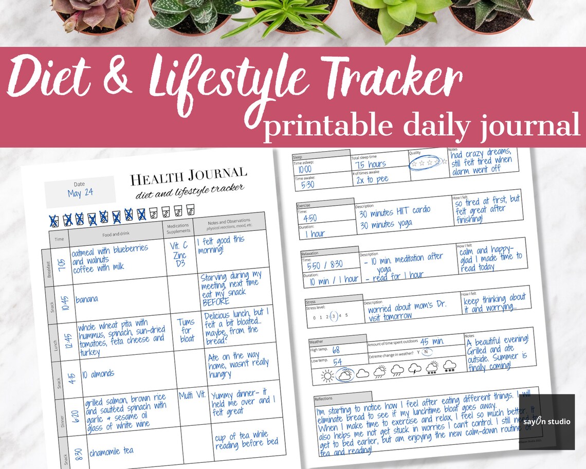 Health And Food Journal, Daily Tracker Art Print