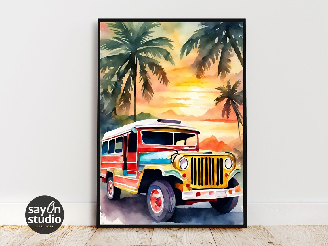 Filipino Culture Vintage Philippine Jeepney Travel Poster - Image 3