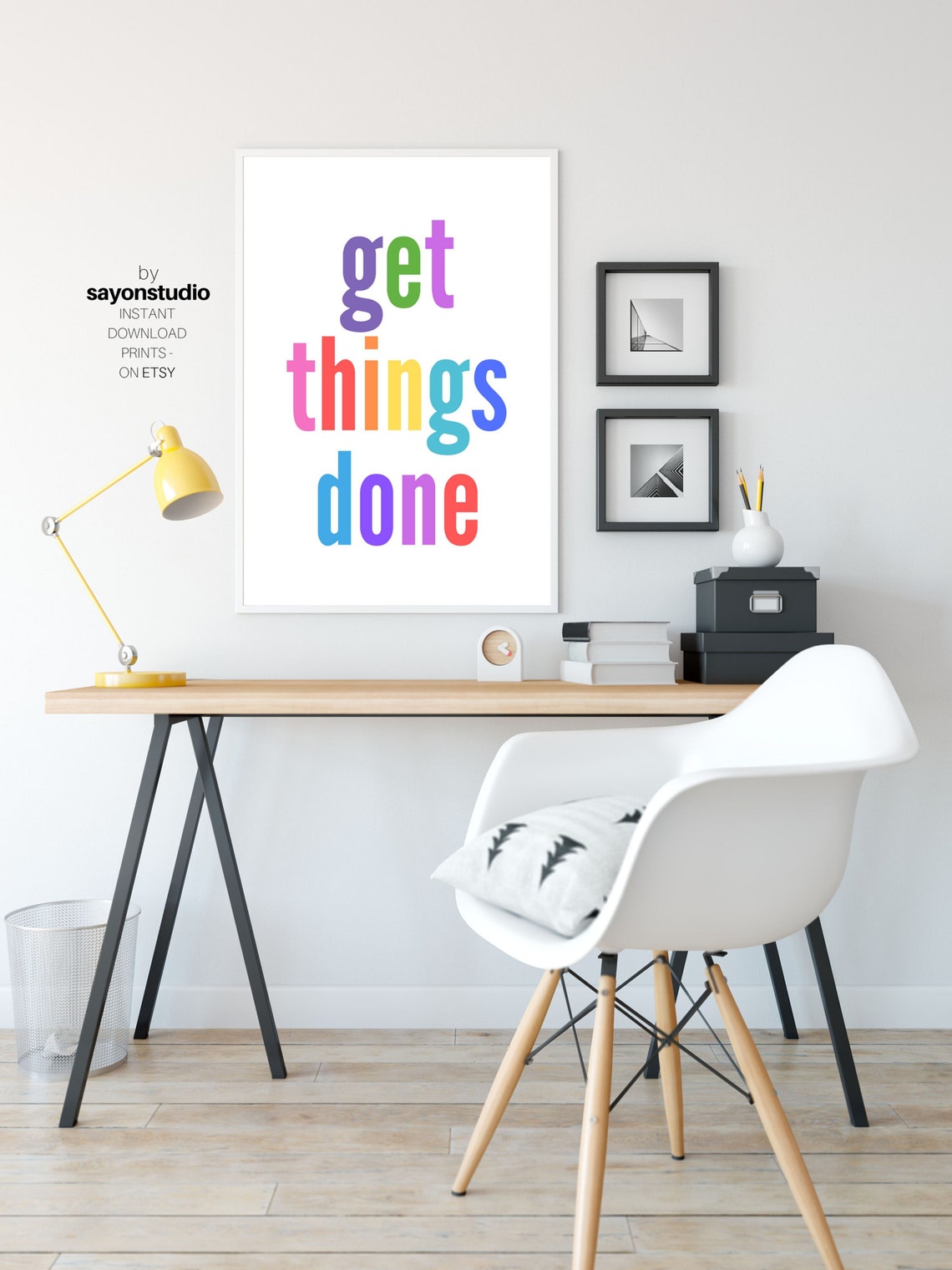 Get Things Done Rainbow Typography Productivity Office Wall Poster - Image 3