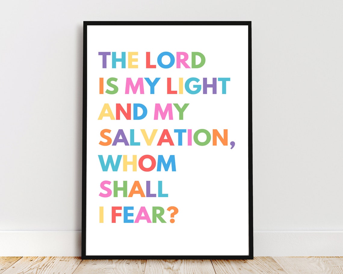 The Lord Is My Light Rainbow Typography Psalm Bible Verse Wall Art - Image 3