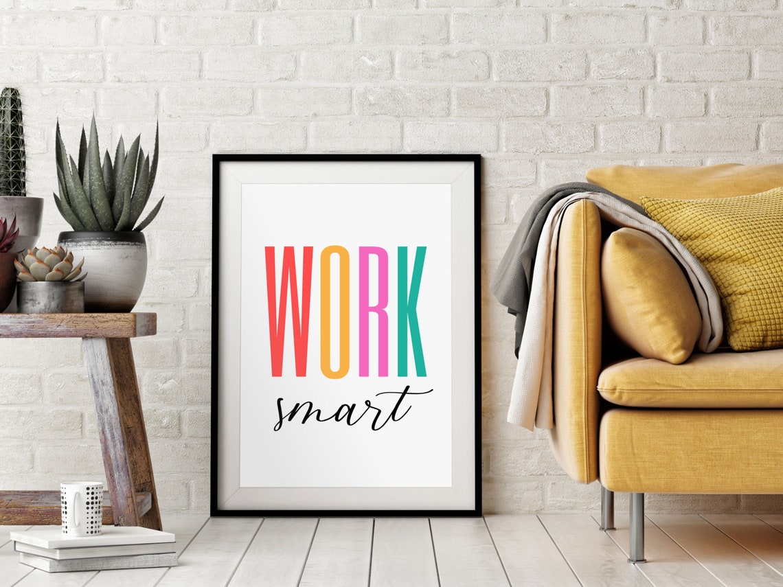 Work Smart Colorful Bold Letters Home Office Motivational Poster