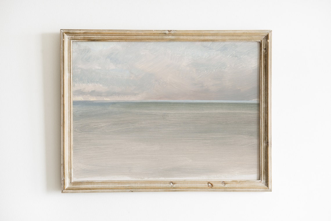 Minimalist Beige Ocean Horizon Coastal Abstract Beach House Poster - Image 2