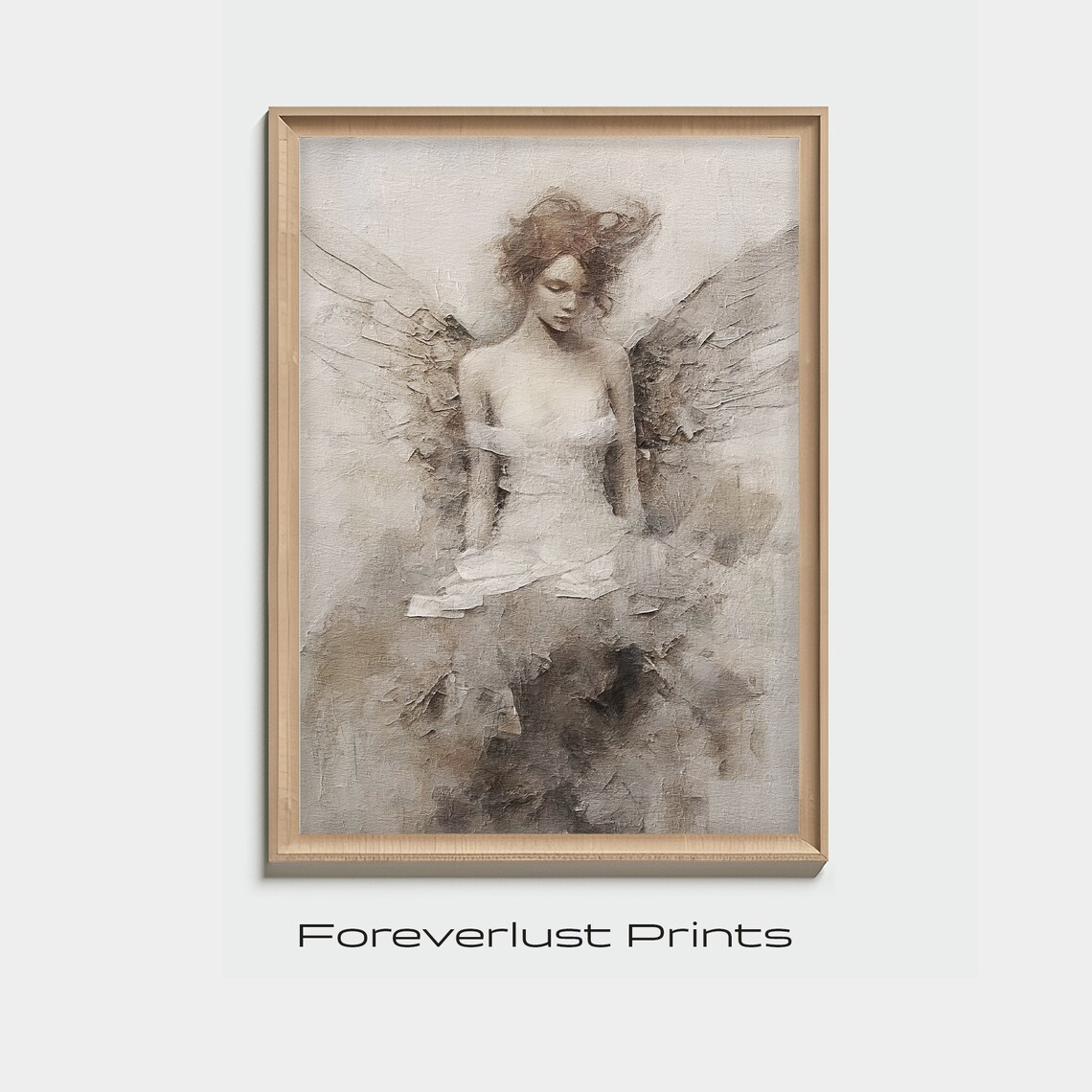 Guardian Angel Art Print, Moody Abstract Portrait