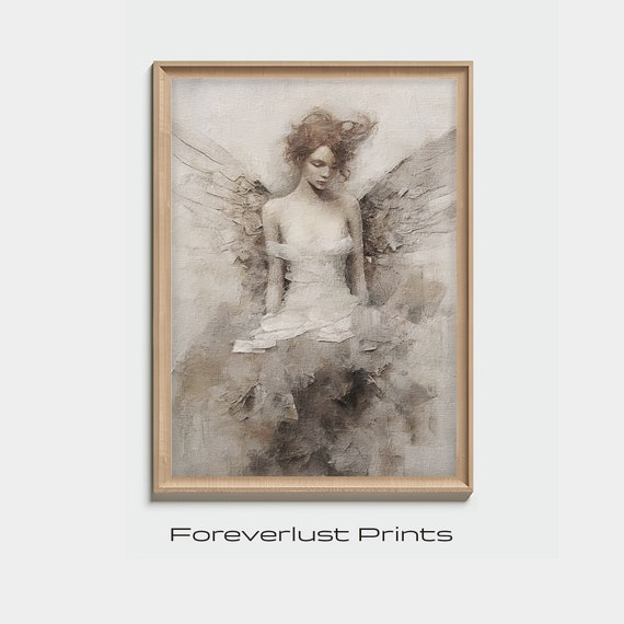 Guardian Angel Art Print, Moody Abstract Portrait