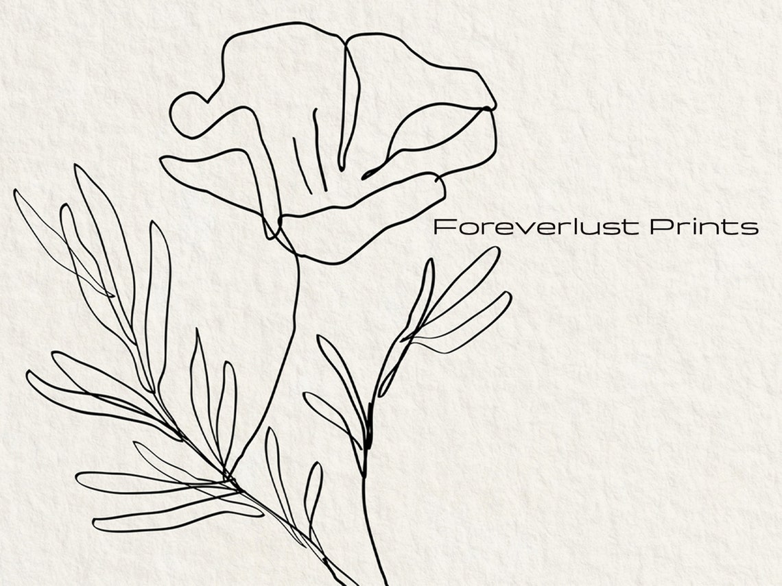 Single Line Poppy Flower Minimalist Ink Sketch Botanical Art Poster - Image 2