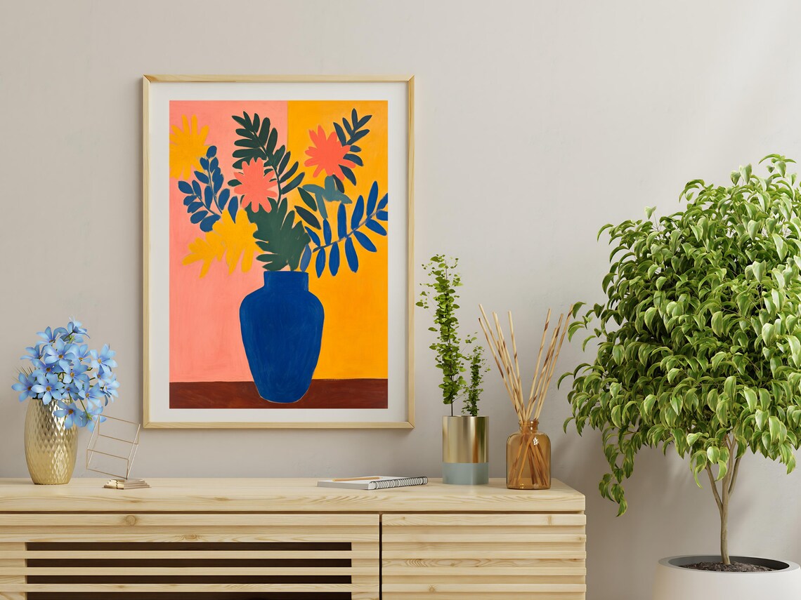 Abstract Floral Vase Matisse Style Colorful Mid Century Modern Wall Poster - Image 3