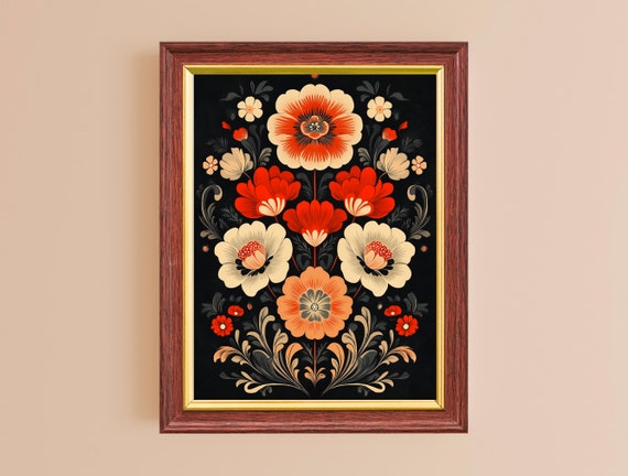 Floral Wall Art Colorful Maximalist Decor Print For Living Room Home Office Bold Flower Art Prints Dopamine Decor
